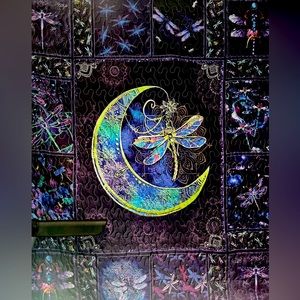 Dragonfly Moon Quilt Tapestry